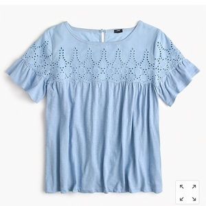 J Crew Vintage Cotton Eyelet Top, XS, light blue